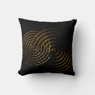 Coussin Symbole celtique spirale or métallique