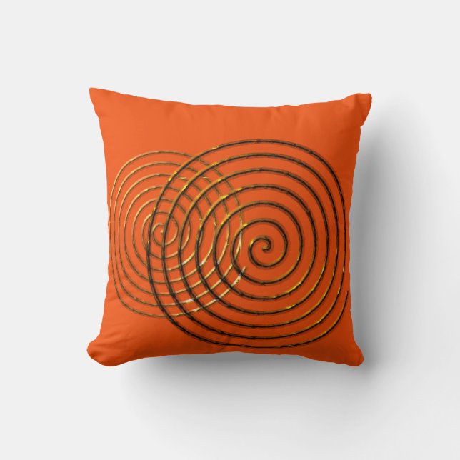 Coussin Symbole celtique spirale or métallique (Recto)