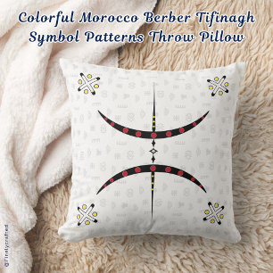Coussin Symbole coloré Maroc Berber Tifinagh Motif