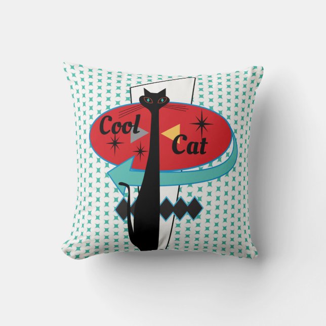 Coussin Symbole de chat Cool moderne de l'ère atomique du  (Recto)