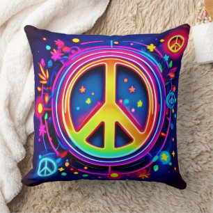Coussin Symbole de la paix de Neon