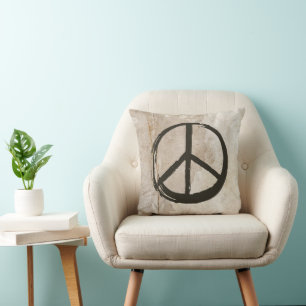 Coussin Symbole de la paix Hippie Love Signe des années 19