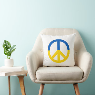 Coussin SYMBOLE DE LA PAIX POUR L'Ukraine Drapeau Bleu Jau