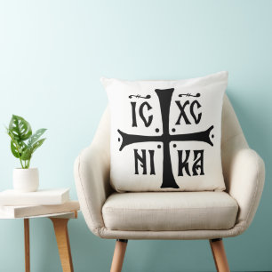 Coussin symbole de la religion orthodoxe chrétienne ICXCNI