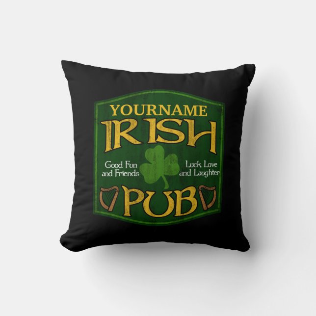 Coussin Symbole de pub irlandais personnalisé (Recto)