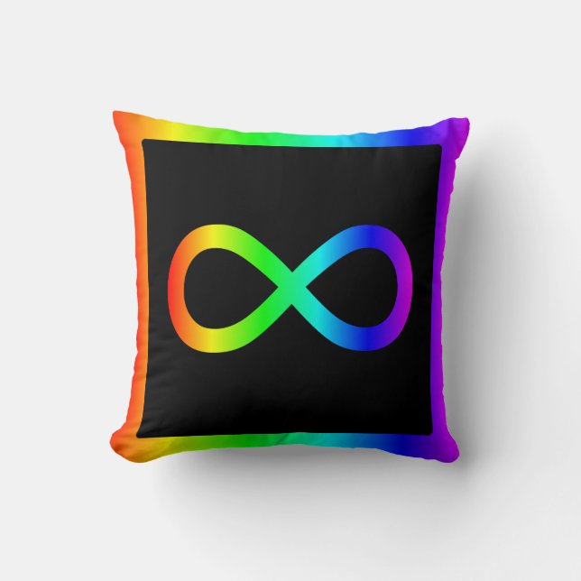 Coussin Symbole d'infini arc-en-ciel (Recto)