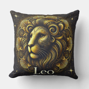 Coussin Symbole du Lion d'Or représentant la force, Zodiaq
