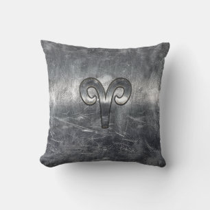 Coussin Symbole du zodiaque Bélier en style argenté en dét