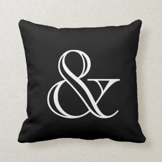 Coussin Symbole élégant de l'esperluette blanche noire mod