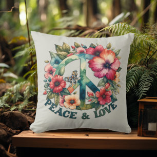 Coussin SYMBOLE les années 70 Puppy & Floral Retro "Paix &