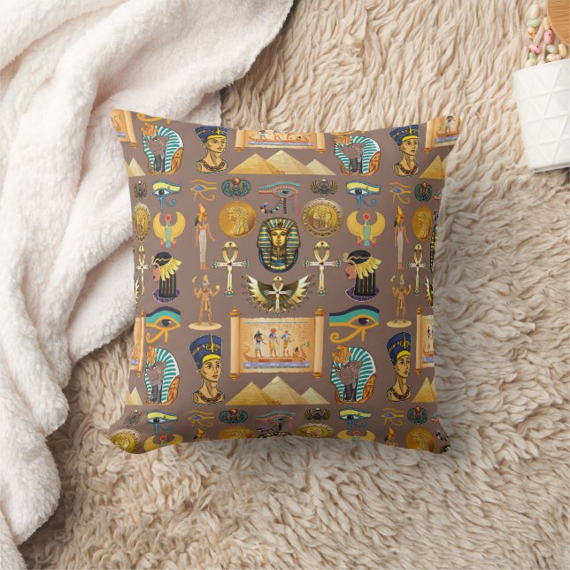 Coussin Symbole Motif égyptien Hiéroglyphique antique (Couverture)