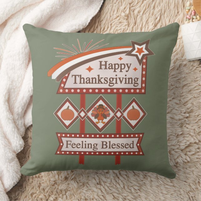 Coussin Symbole rétro du bon thanksgiving béni (Couverture)