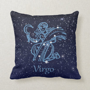 Coussin Symbole Virgo Constellation et Zodiac avec étoiles