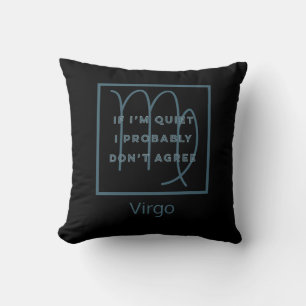 Coussin Symbole Virgo Zodiac Fun Citation Bleu & Blanc Ann