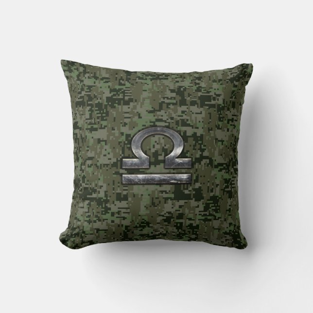 Coussin SYMBOLE Zodiaque Libra Camouflage numérique Woodla (Recto)