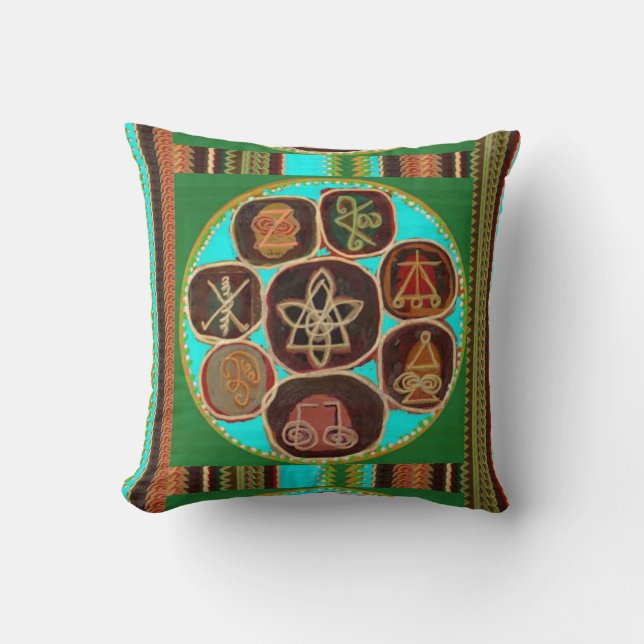 Coussin Symboles curatifs Lotus Chakra d'or de REIKI (Recto)