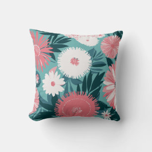 Coussin Symphonie florale rose et blanc