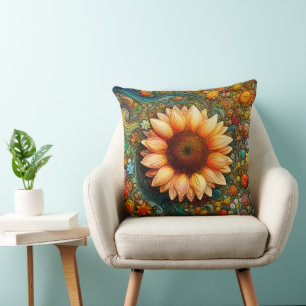 Coussin Symphonie surréelle de tournesol