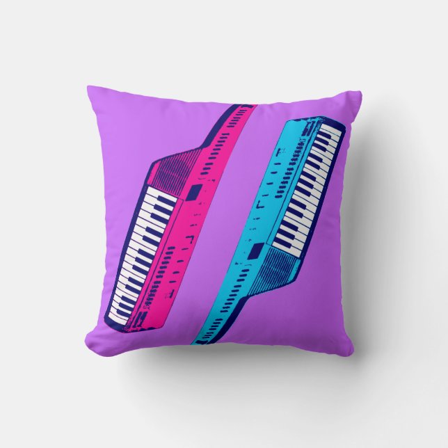 Coussin Synthétiseur Clavier Retro 80s (Recto)