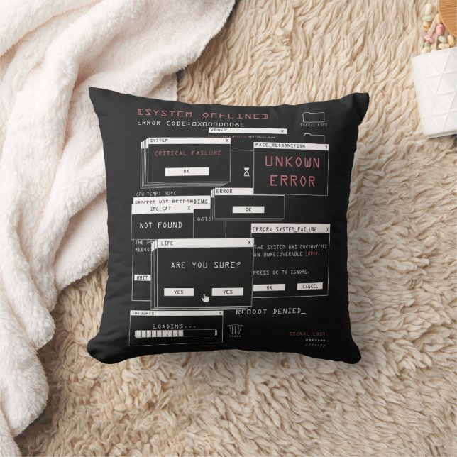 Coussin Système Hors Ligne - Design Techno-Brutaliste (Couverture)