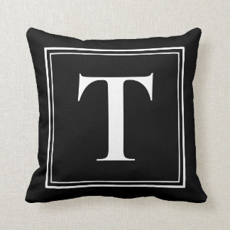 Coussin T Monogramme Modèle Élégant noir blanc moderne