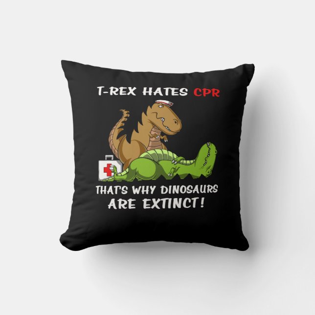 Coussin T-Rex Hait CPR C'Est Pourquoi Les Dinosaures Sont  (Recto)