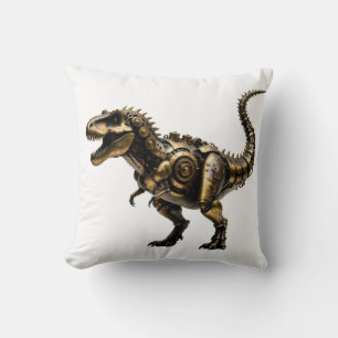 Coussin T-Rex Mech Steampunk – Bête Dino en laiton