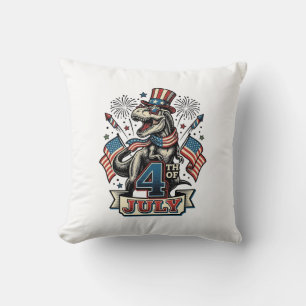 Coussin T-Rex patriotique conception de chemise vintage 4