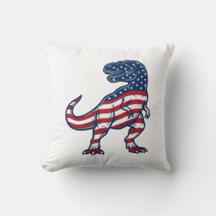 Coussin T-Rex patriotique Drapeau américain Design de dino