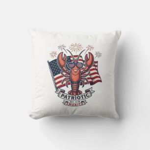 Coussin T-Shirt_1 gravure vintage drapeau homard patriotiq