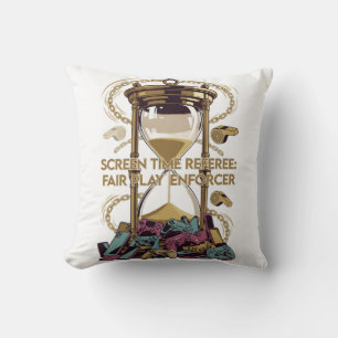 Coussin T-Shirt Arbitre du Temps d'Écran, Garant d'un Jeu