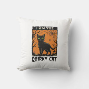 Coussin T-Shirt avec Gravure Vintage de Chat Quirky Hallow