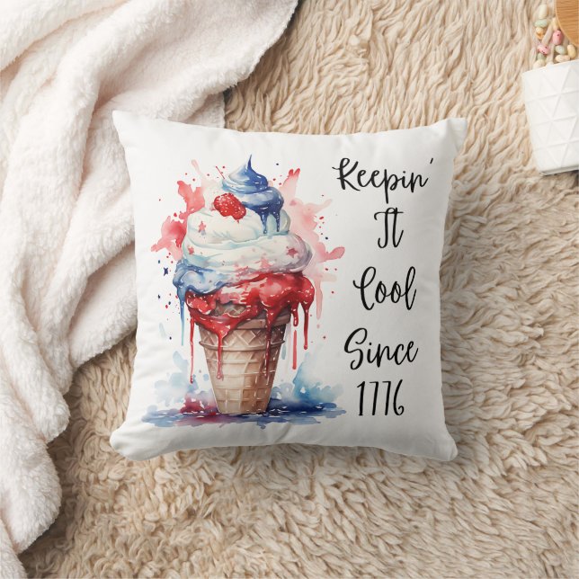 Coussin T-shirt crème glacée Patriotique 4 juillet (Couverture)