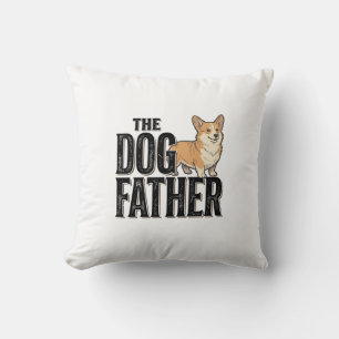 Coussin T-Shirt De gravure vintage Dogfather Corgi drôle