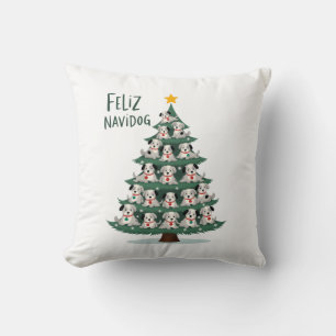 Coussin T-shirt de Noël Feliz Navidog, drôle et mignon Xm