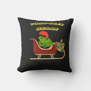 Coussin T-shirt de Noël grenouille totalement joyeuse