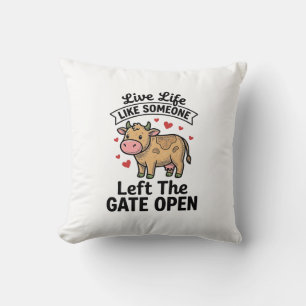 Coussin T-shirt design de gravure vintage de vache drôle p