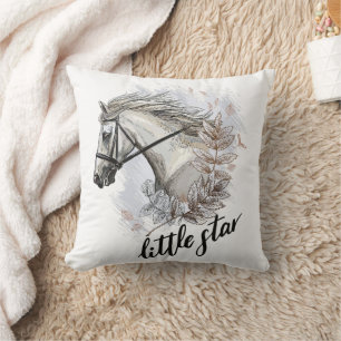 Coussin T-Shirt dessin main cheval avec plantes