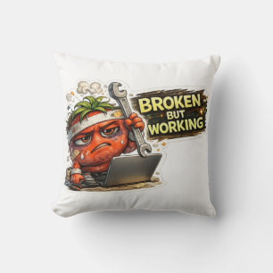 Coussin T-shirt drôle de PC rétro cassé mais fonctionnel p