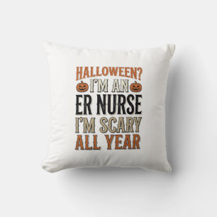 Coussin T-shirt drôle d'infirmière des urgences Halloween 