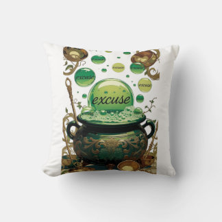 Coussin T-shirt graphique du chaudron d'excuses d'émeraude