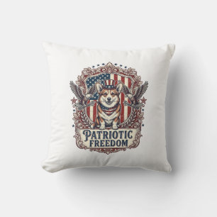 Coussin T-shirt graphique vectoriel Corgi patriotique_1