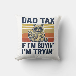 Coussin T-shirt graphique vintage Raton laveur taxe Papa d