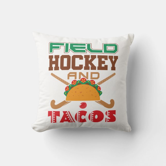 Coussin T-shirt Hockey et Tacos (Recto)