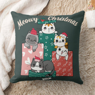 Coussin T-shirt Meowy Catmast Mignon Noël Chats