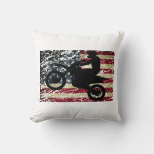 Coussin T-Shirt Motocross Drapeau USA Vélo Tout Terrain Dr