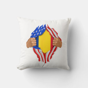 Coussin T-Shirt Sang Roumain en Moi Drapeau de la Roumanie