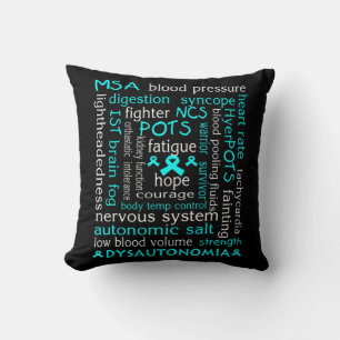 Coussin T-shirt Sensibilisation Dysautonomia Ribbon Turquo