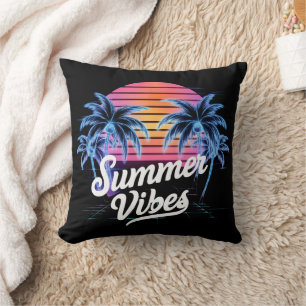 Coussin T-shirt Synthwave - Neon Palm Tree
