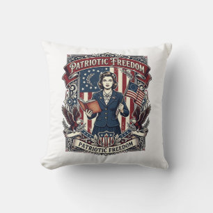 Coussin T-shirt vectoriel graphique pour enseignant patrio